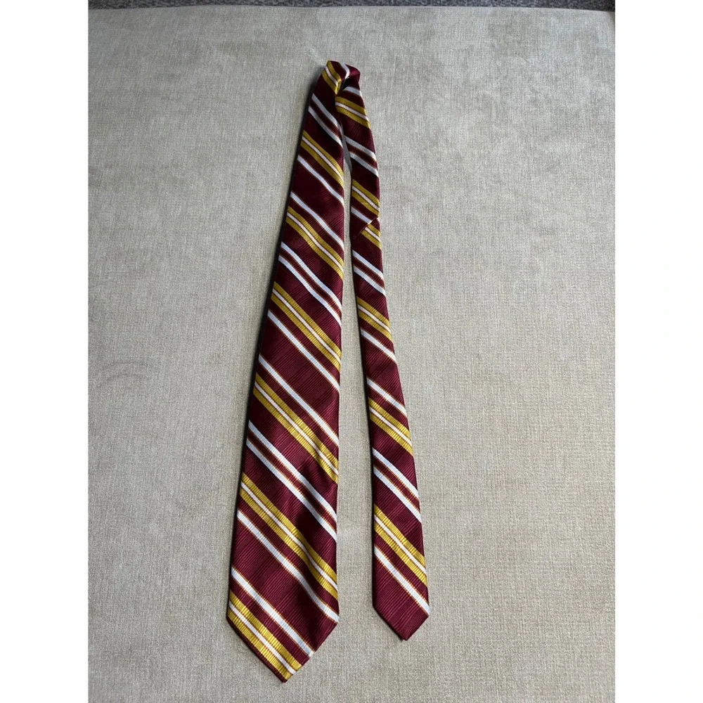 Vintage Anderson-Little Silk Tie Mens Burgundy Gold Striped Wemco 70s 80s 1056